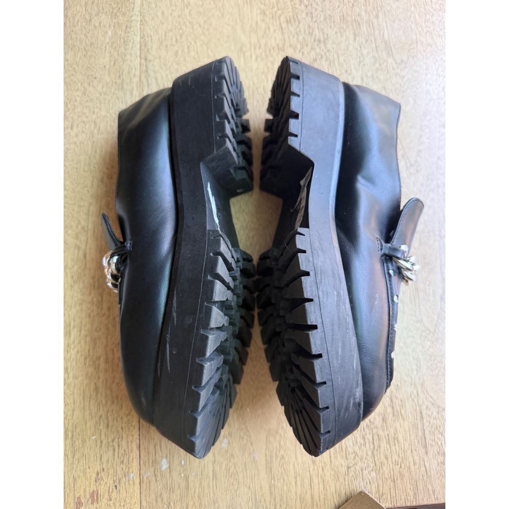 ASOS DESIGN Womens Black Chunky Platform Loafers Silver Chain Goth Scene US8 - Picture 3 of 9